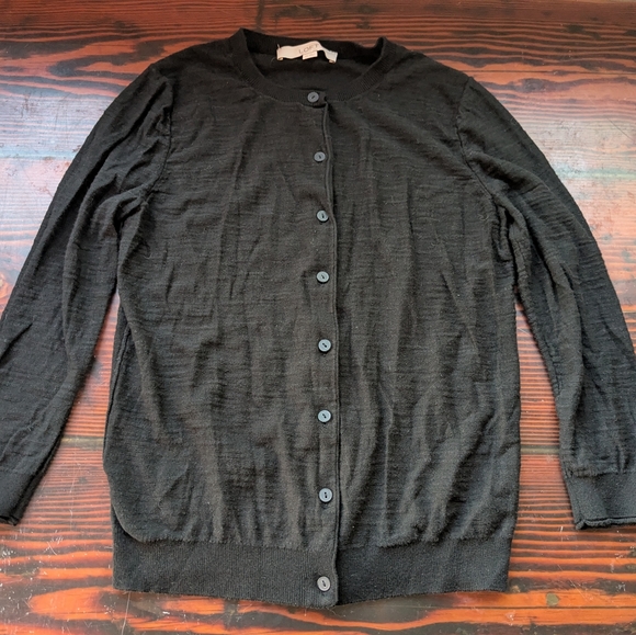 LOFT Sweaters - LOFT 100% Cotton Black Button-Front Cardigan (Size XS)